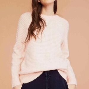 Lou & Grey Texturestitch Waffle Knit Alpaca Blend Sweater Pink Small
